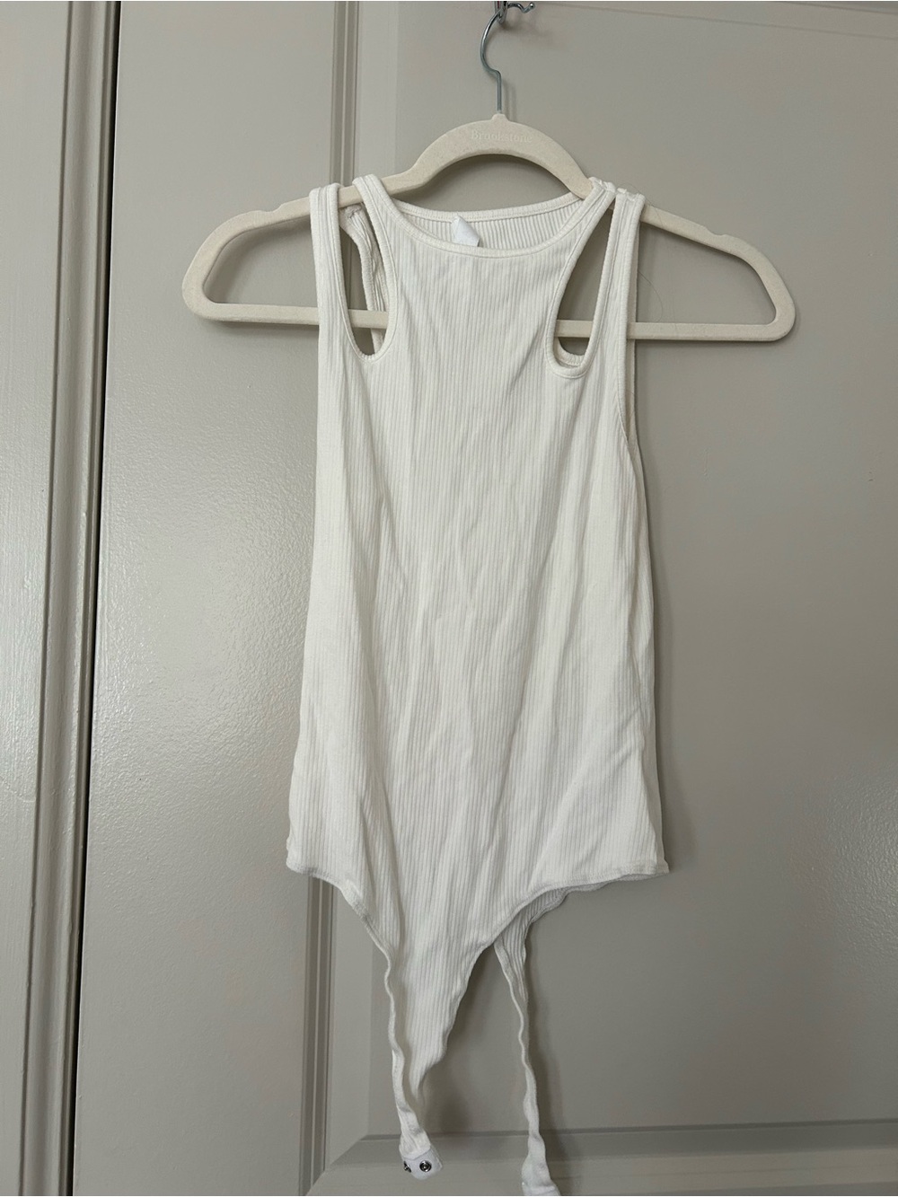ASTR Ribbed Racerback White Bodysuit